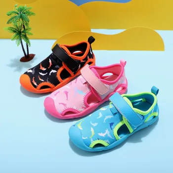 летние детские сандалии, весенне-летняя детская спортивная пляжная обувь с закрытым носком, обувь для девочек и мальчиков, детская пляжная обувь