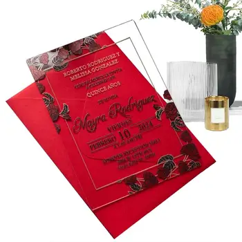 Прозрачные акриловые приглашения на свадьбу Приглашения на свадьбу Boda Акриловые приглашения Квадратные открытки Для подарков на Рождество Элегантные
