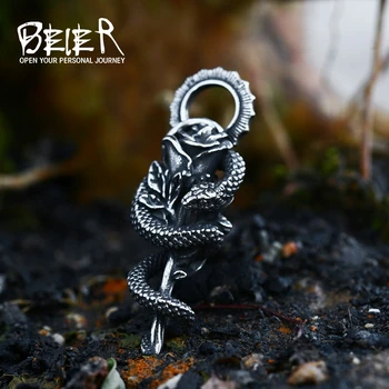 BEIER 2023, Новый специальный дизайн, подвеска в виде розы, извивающаяся Змея, Для мужчин, Уникальные крутые готические украшения для подарка парню