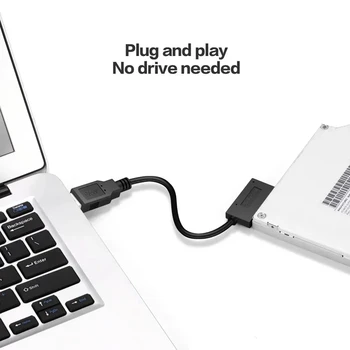 Кабель-адаптер SATA к USB для ноутбука USB 2.0 Sata II 6p 7p Тонкий привод Шнур для передачи данных Адаптер Конвертер для ПК Ноутбук CD DVD ROM