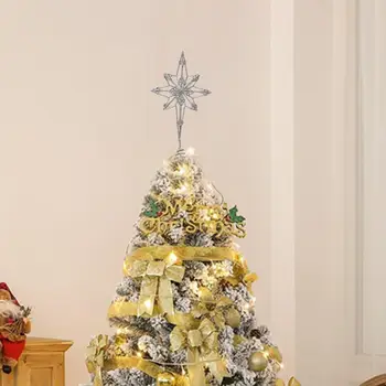 3d звездный орнамент, принадлежности для вечеринок, мерцающий 3D-топпер для рождественской елки, выдалбливающийся дизайн со сверкающими яркими цветами для праздничного